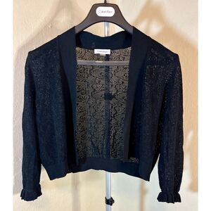 Calvin Klein black lacey shrug 3/4 sleeve L